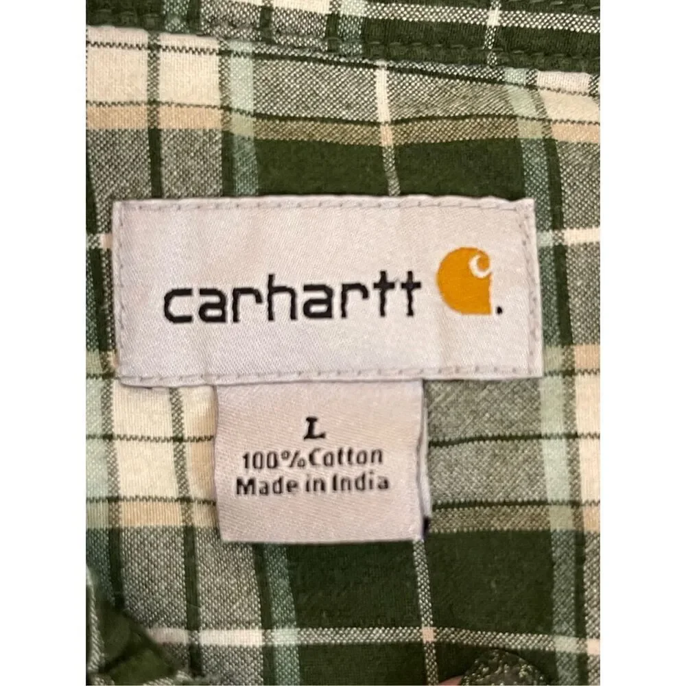Carhartt mens shirt sleeve button down plaid shirt large